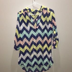 Colorful chevron striped blouse.  Medium.